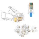 RJ-45 8P8C Ethernet Modular Crimp Connector PlugRJ45 Connector Pass Through Cat6 50 Pack, Ethernet RJ45 Plug for Cat6/Cat5/Cat5e UTP Solid & Stranded Network CableRJ-45 8P8C Ethernet Modular Crimp Connector Plug