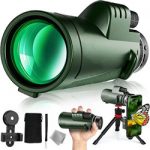 Monocular Telescope High Power Monocular for Adults with Phone Adapter& Tripod& Hand Strap Low Night Vision Monocular Equipped