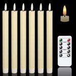 Flameless Ivory Taper Candles Flickering with Remote Battery Operated Led Warm 3D Wick Light Window Candles Real Wax Christm