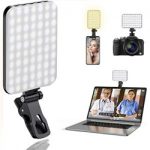 60 LED Portable Selfie Light Video Conference Lighting with Clip & Camera Tripod Adapter Rechargeable 2200mAh CRI 97+, 3 Light Modes for Phone