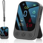 Portable Carbon Monoxide Detectors, Mini Air Quality Monitor , 3 in 1 CO Monitor with Smoke Alarm CO Gas Meter Temperature Humidity Sensor, Built-in 1000mAh Battery, for Home/Travel