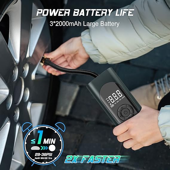 150 PSI cordless tire inflator with 18000mAh battery