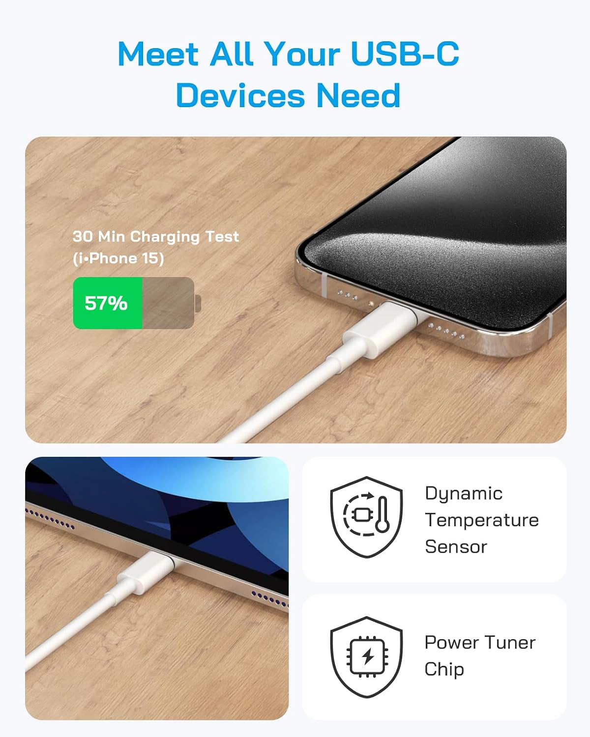 EL001 USB-C Power Adapter and USB-C to USB-C Cable Set - product detail view