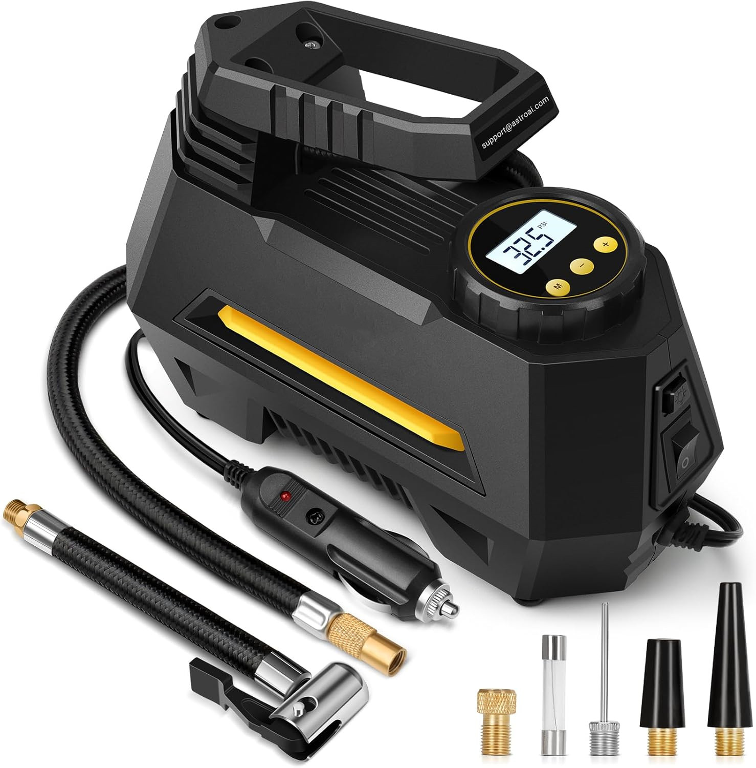 QC002 12V digital portable tire inflator with accessories
