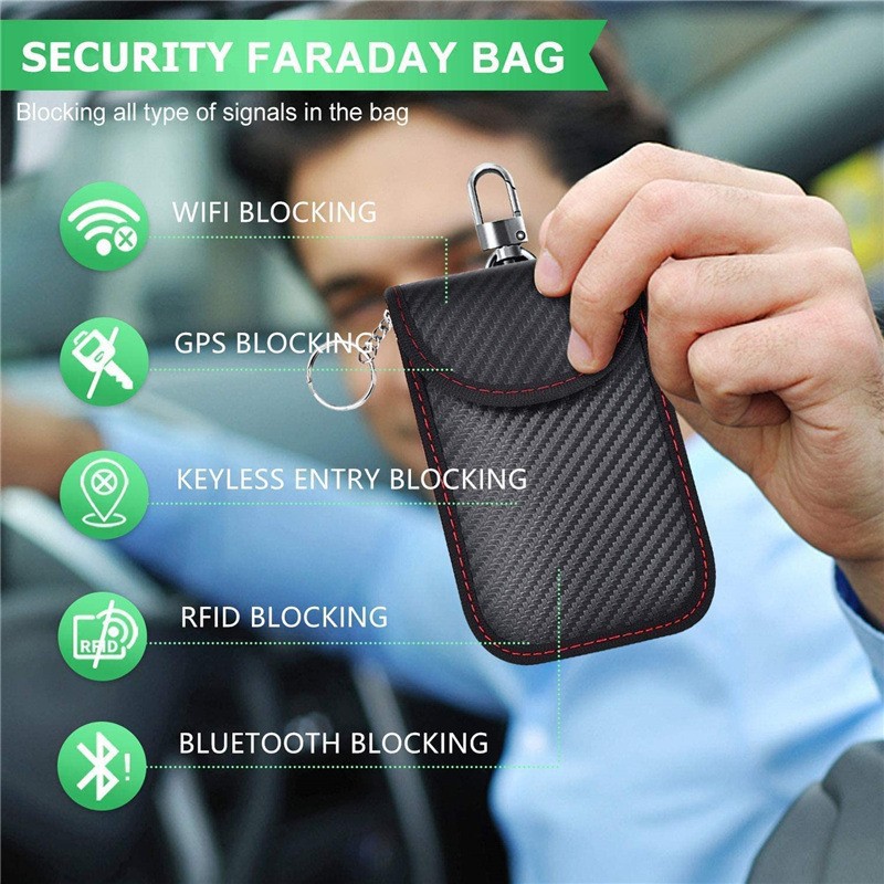 QC007 RFID Signal Blocking Car Key Fob Pouch with Key Ring - adjustable or application view