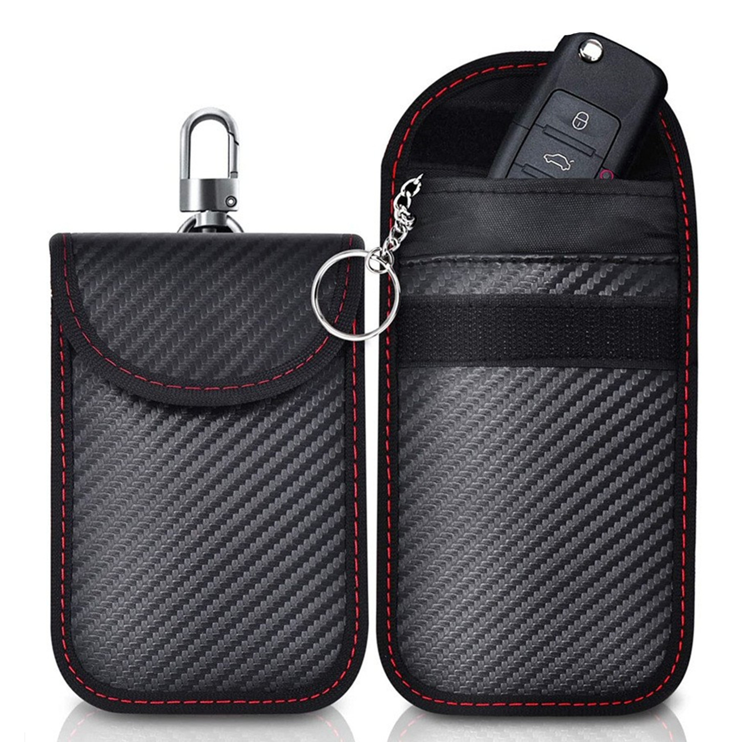 QC007 RFID Signal Blocking Car Key Fob Pouch with Key Ring - product view