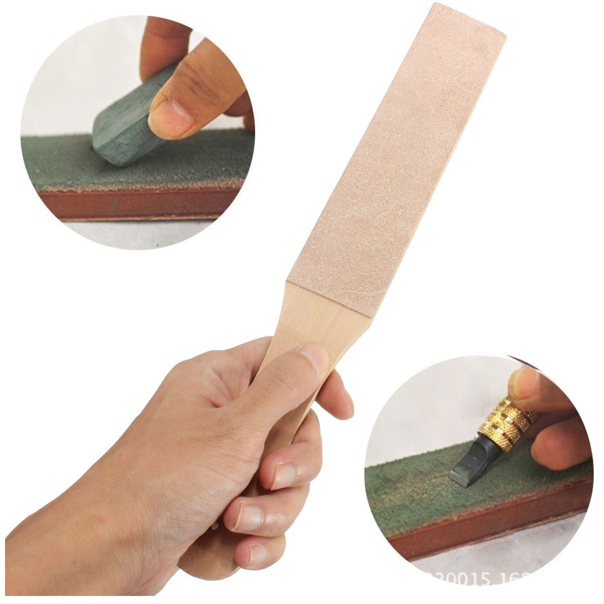 PG1029 Double-Sided Leather Strop Sharpening Board with Wooden Handle - adjustable or application view
